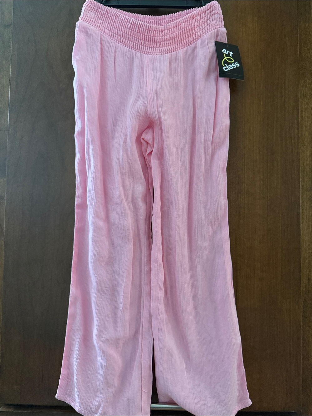 art class Pink Shirred Waist Flowy Wide-Leg Pants